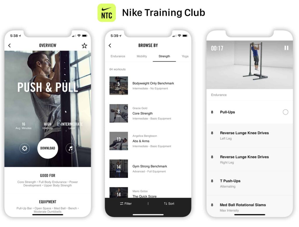 Nike training club app screenshot